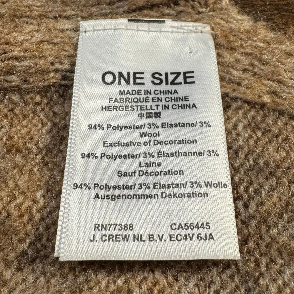 J.Crew Wool Blend Mock Neck Oversized Sleeveless Sweater Tan One Size